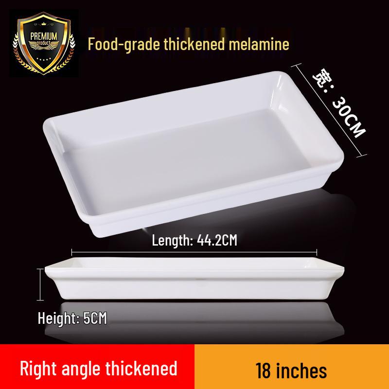 Melamine Rectangular Tray for Braised Dishes - White Display Plate for Cooked or Cold Foods