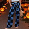 Women's Casual Wide Leg Pants Stretch Belt Pocket  Print Adjustable Tie Pants