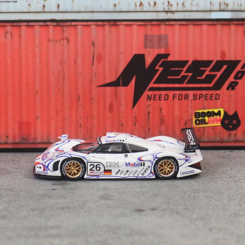 TH 1:64 1998 Porsche 911 GT1 LM Racing Car Diecast Model Car Alloy Simulation Vehicle Model Adult Collection Model Series