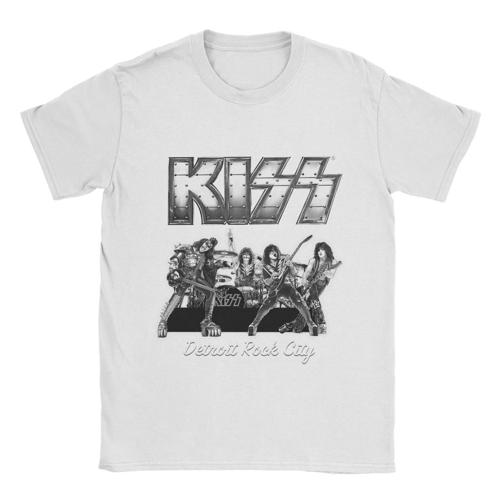 Men T-Shirt KISS Band Rock Funny 100% Cotton Tee Shirt Short Sleeve T Shirt Round Neck Tops Plus Size