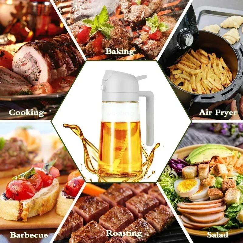 2 in 1 Olive Oil Sprayer Kitchen Oil Spray Bottle Olive Acid Sprayer Oil Mouth for Cooking BBQ Baking OilsDispenser Accessories