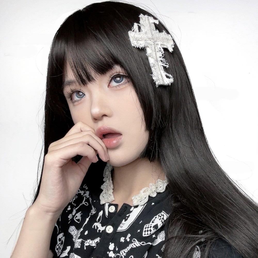 Subculture Lace Crosses Hair Clip Lolita Punk Gothic Hairpin Halloween
