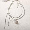 Modern Asymmetric Chain and Pin Pendant Necklace Adjustable Length Neckchain Elegant Jewelry  for Casual Outfits