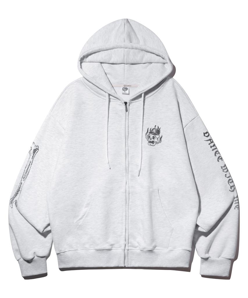 Alvinclo Burning Skull Oversized Zip-Up Hoodie Azh889 (3 Colors)