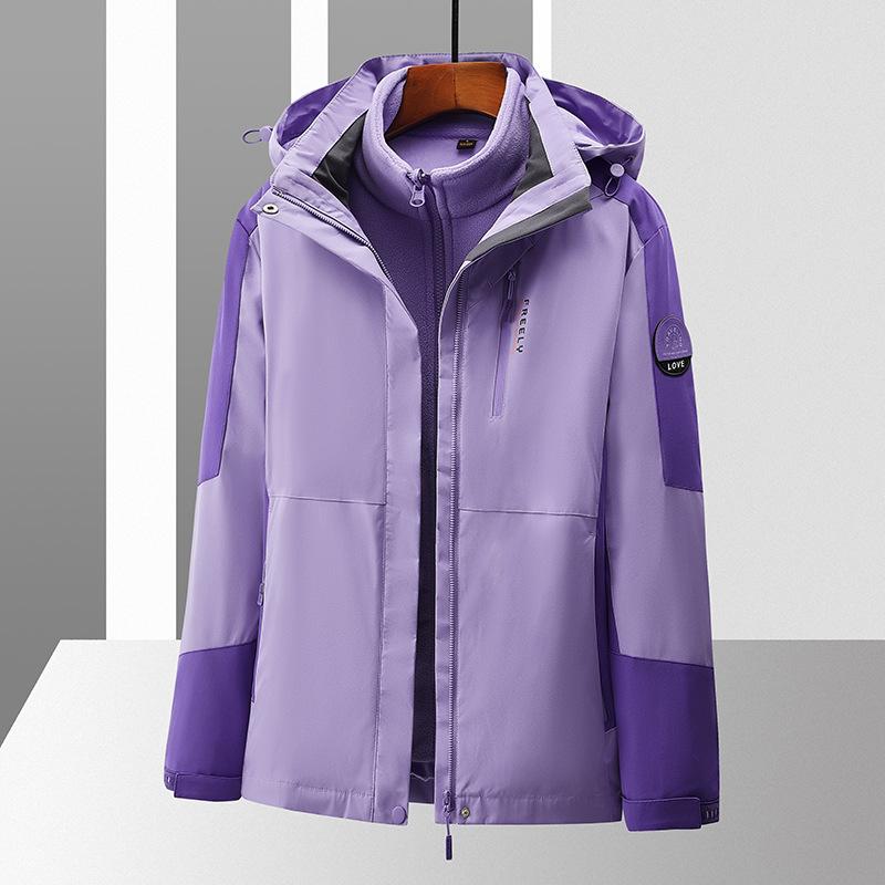 2023 New Men's Outdoor Casual Jacket Waterproof and Windproof Three-in-one Detachable Autumn and Winter Jacket Mountaineering Suit