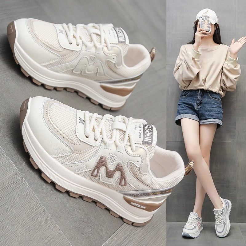 Mesh breathable dad shoes women's 2025 summer new versatile thick-soled non-slip Forrest Gump shoes soft-soled lightweight sports shoes