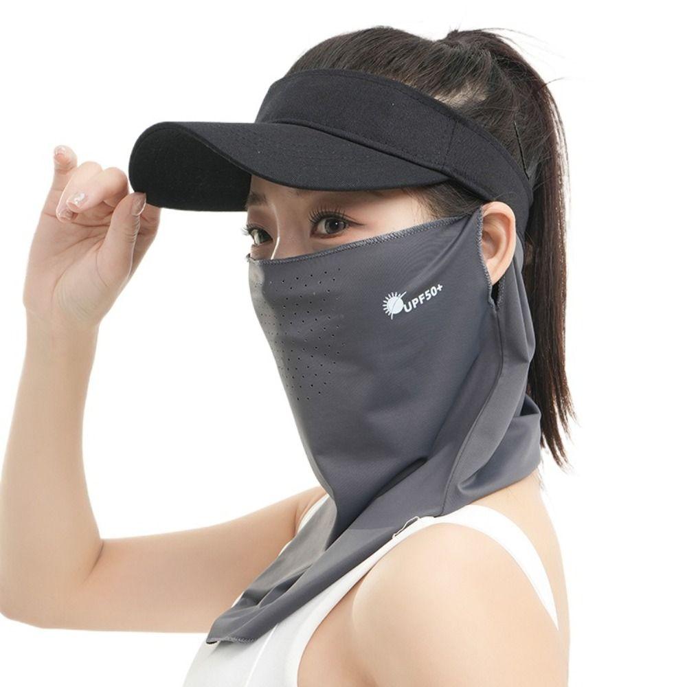 Letter Sunscreen Face Veil Breathable Neckline Face Cover Thin Summer Ice Silk Face Mask  Driving