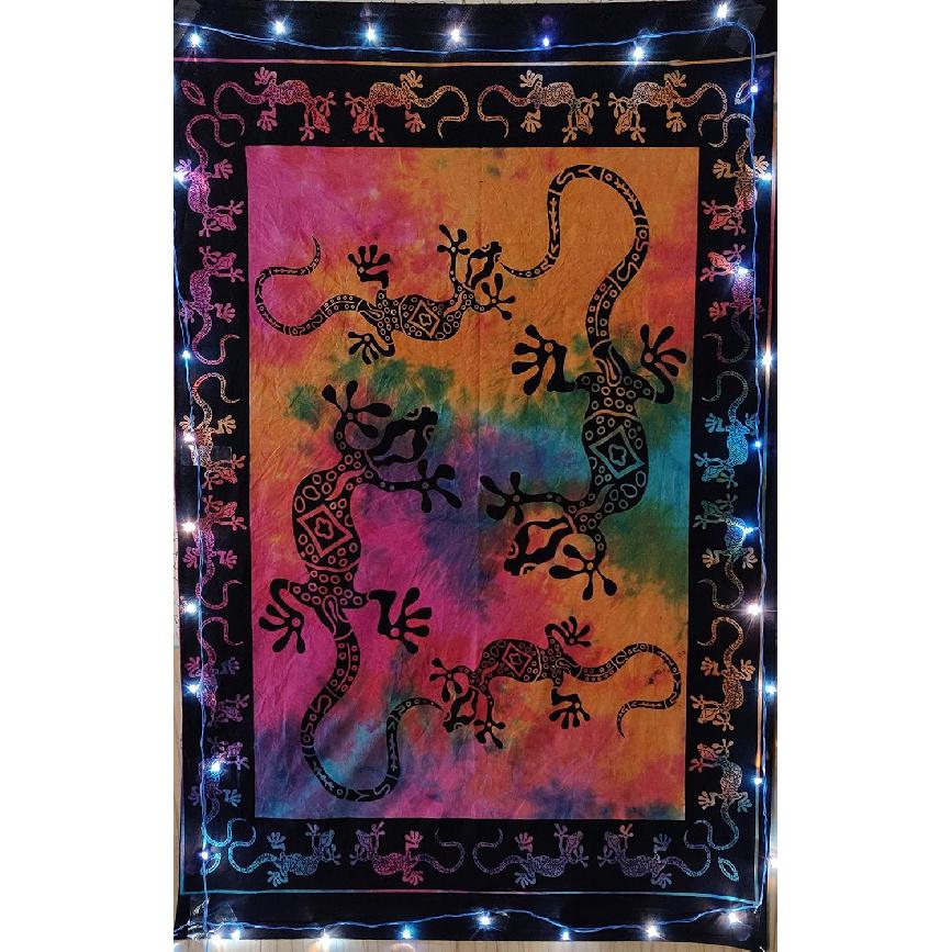 ICC Lizard Iguana Reptile Poster Hippie Decor Tapestry Wall Hanging Trippy Tie Dye Tapestries Bohemian Art psychedelic Small Hippie Rasta Living Room