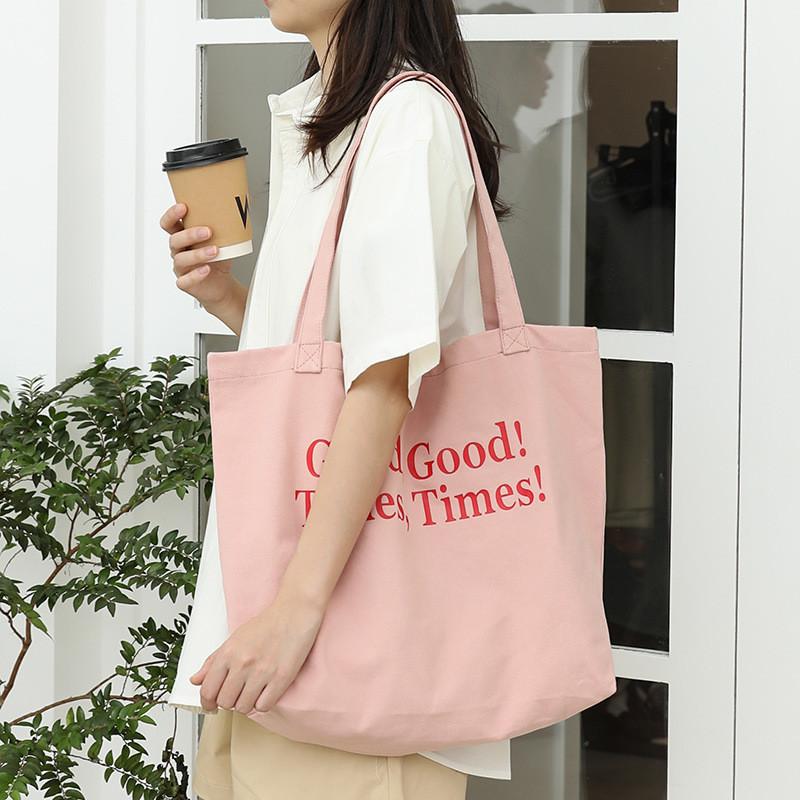 IELGY Korean Version of Casual Large-capacity Literary Canvas Bag, Simple Letter Printing Handbag