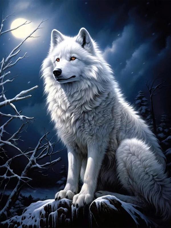 5D Wolf Diamond Painting Art New Collection Moon Mountain Mosaic Art Rhinestone Embroidery Animals Decor