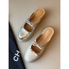 Sheepskin bow thick-soled heightening bag head half slippers women's summer wear casual versatile light mouth one-pedal single shoes
