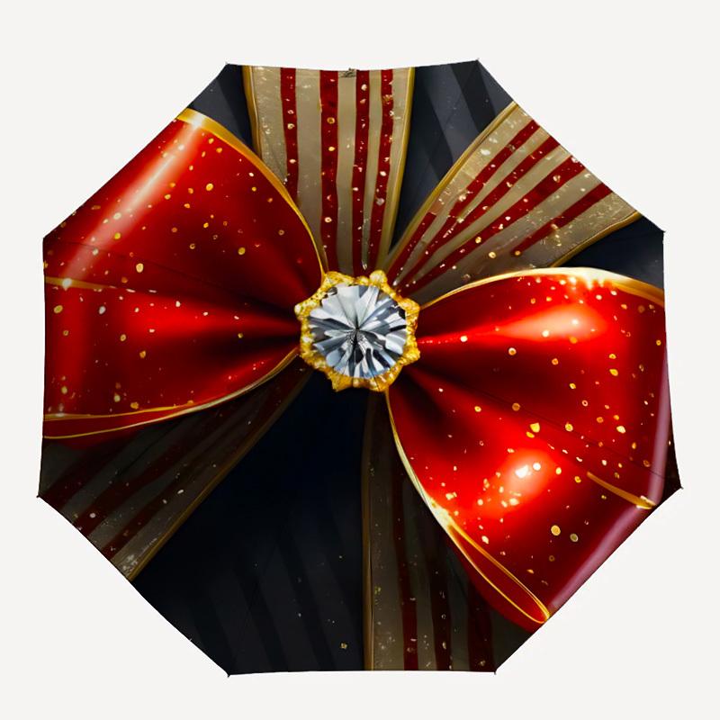 1pc Bowtie Diamond Automatic Folding Umbrella, 8-Rib Iron Frame, Casual Outdoor Accessory for Birthday Festival Gifts Yy251128183