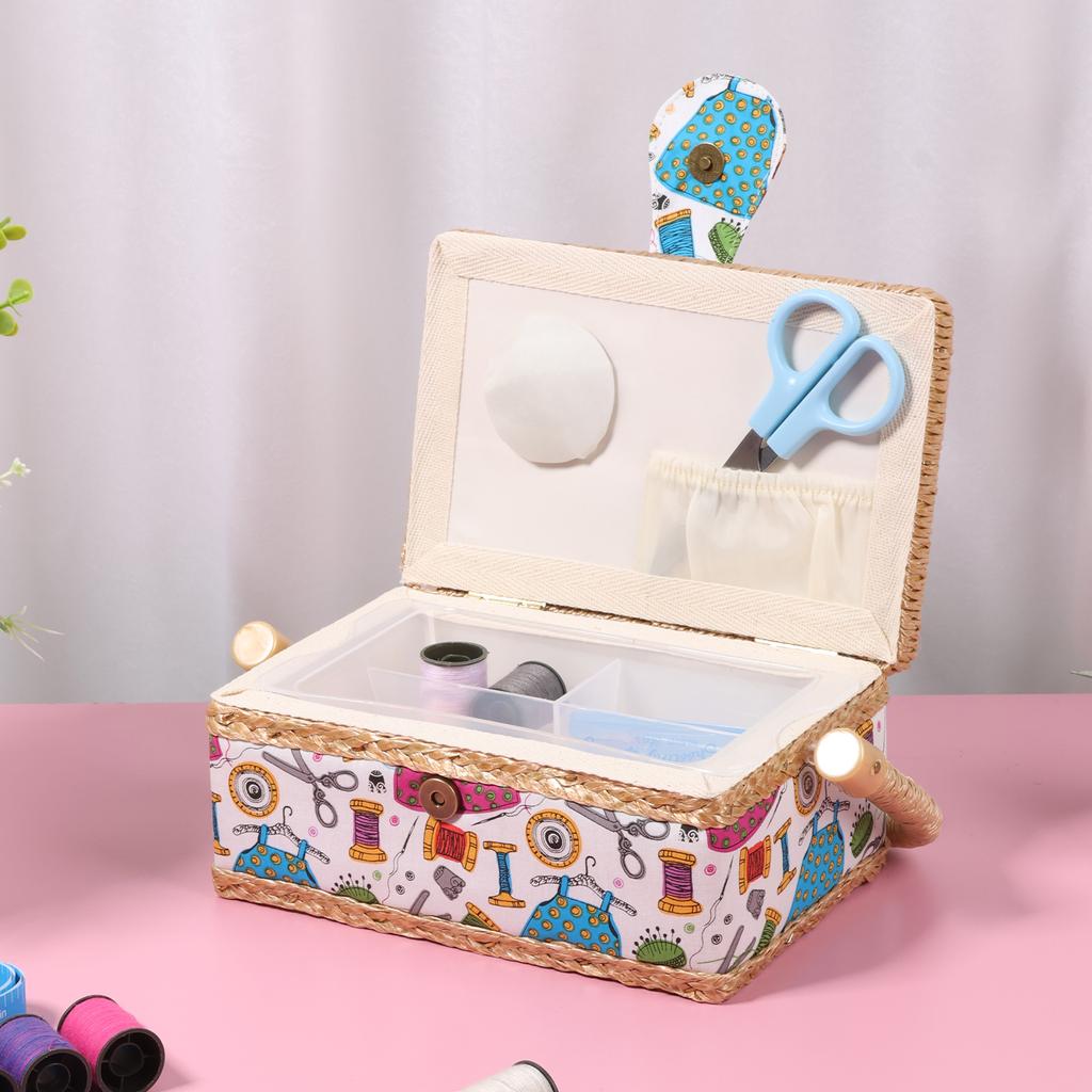 Sewing Kit Storage Box Sturdy Dust Proof Sewing Organizer Basket PortableKnitting Needles Storage Bag For Sewing Accessories