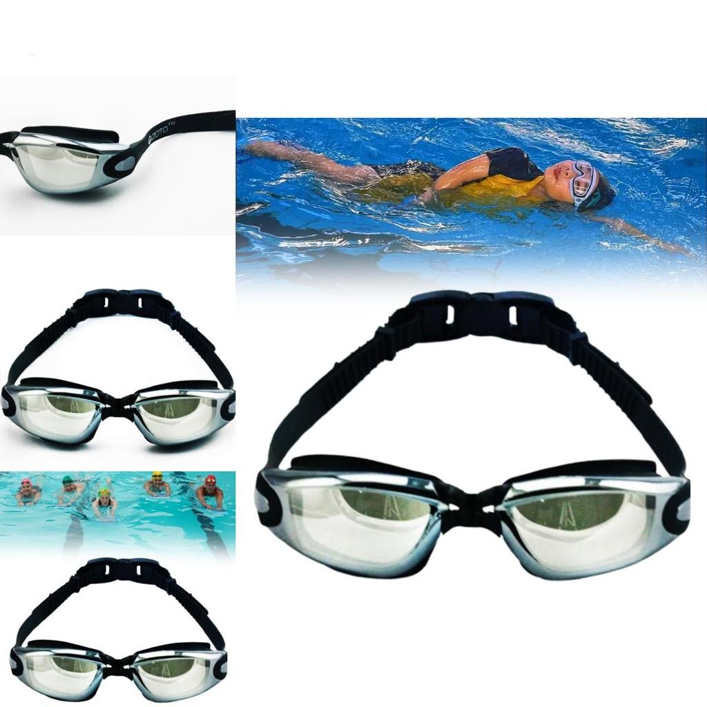 Waterproof Adult Swimming Glasses With Electroplated Clear Lenses And Silicone Strap