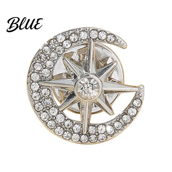 Bag Accessory Pin Moon Star Design Brooch for Women Rhinestones