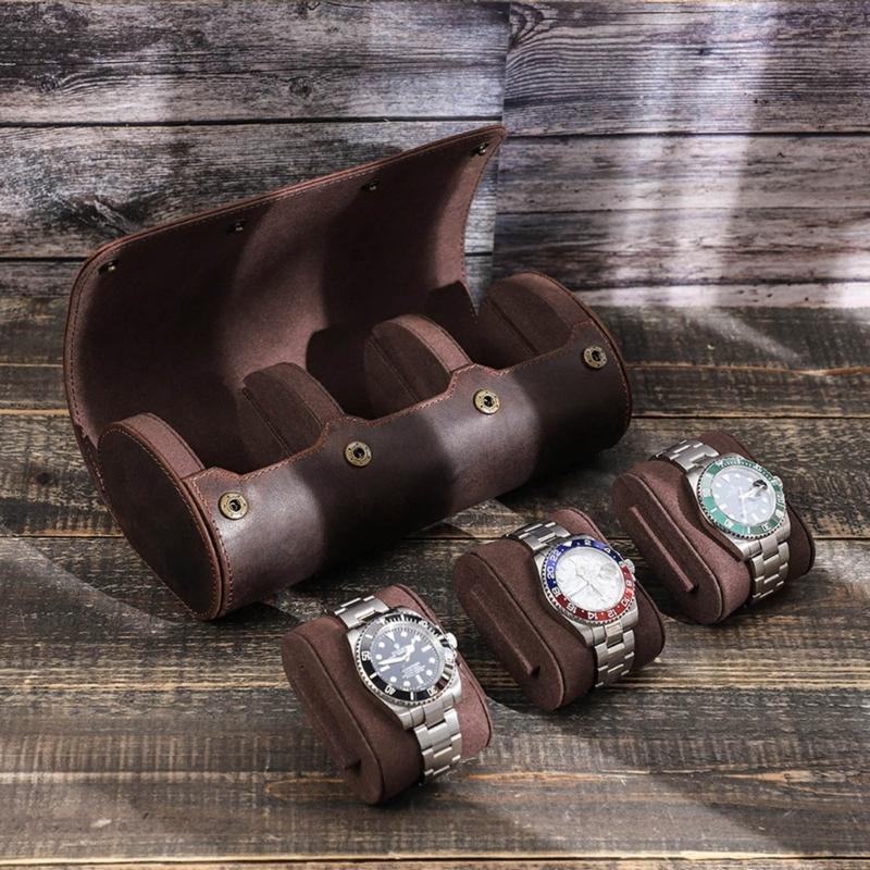 Watch Box Men and Women Watch Box Men and Women Multifunctional 3 Grids Leathers Storage Case Wrist Watch Boxes Gift Box