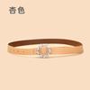 Ladies Belt With Crystal Diamond Square Buckle Decorative Belt Women'S Leather Smooth Buckle Belt