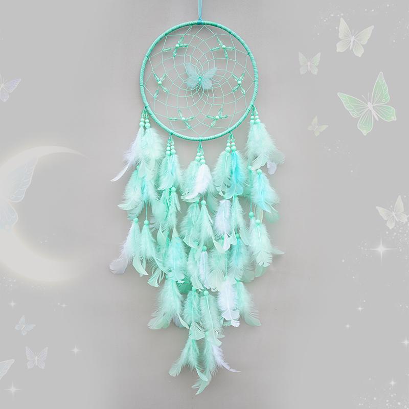 6 Colors Dream Catcher Handmade Feathers Butterfly Wind Chimes Girls Bedroom Hanging Ornaments Birthday Holiday Gifts Home Decor