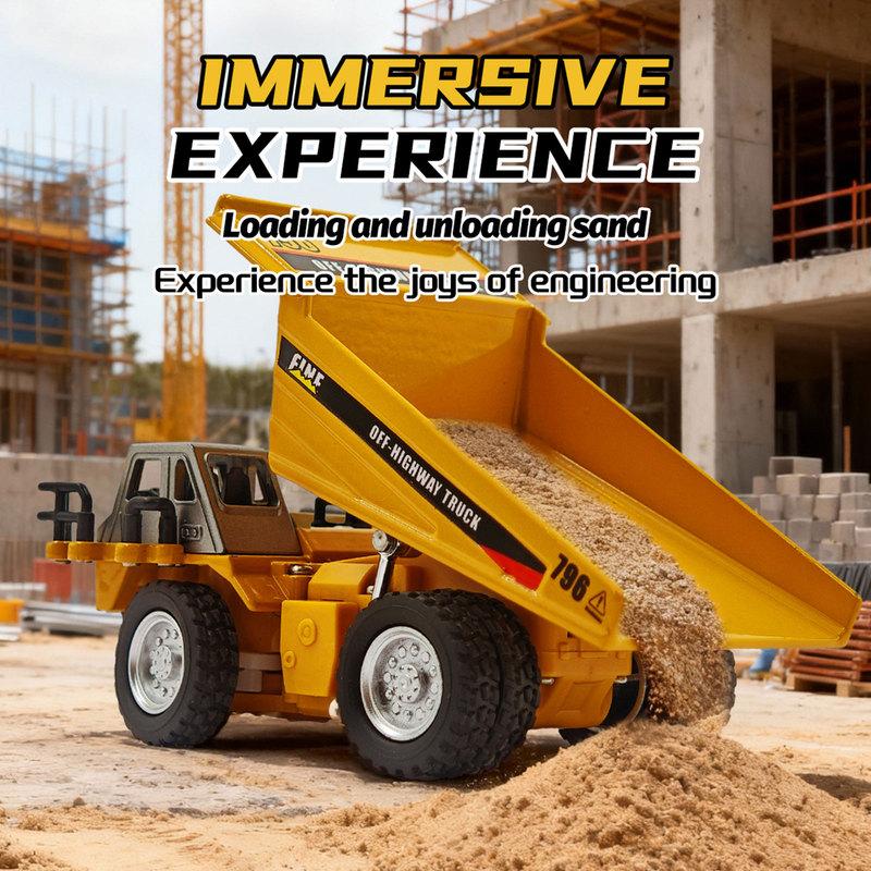 1:64 Scale Mini RC Dump Truck App Remote Control Rechargeable Micro Engineering Vehicle Hobby Collection Gift