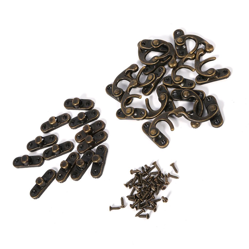 12X Antik Dekorativ Smyckesgåva Vin Trälåda Hasp Lås Krok Med Skruvar