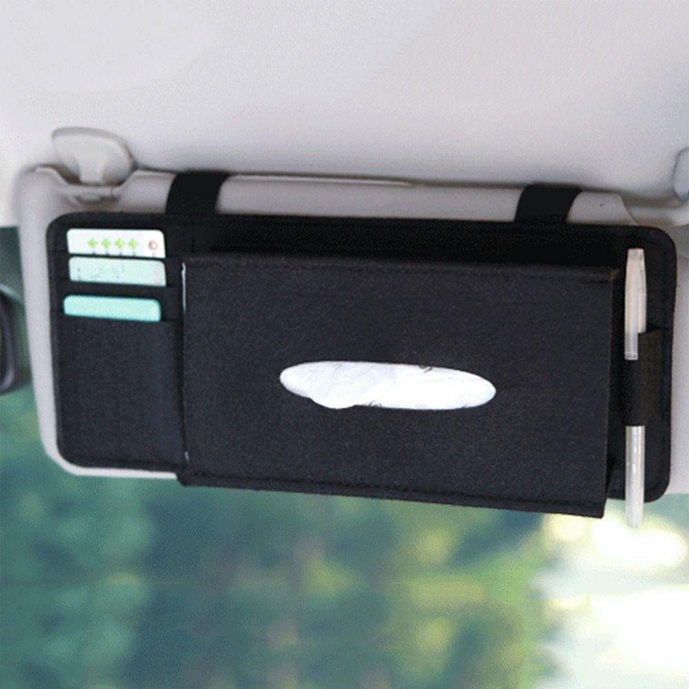Auto Organizer Sun Visor Card Storage Wool Felt Tissue Case Car Napkin Holder Sun Visor Tissue Box