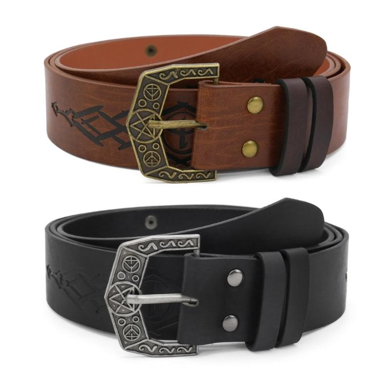 Set of 2pcs Medieval Style Alchemist Bottle Waist Pouch Belt Set For Role Playing Costume Accessories PU Leather
