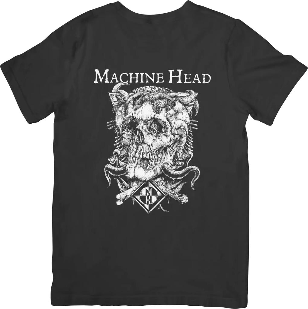 Machine Head Music Unisex Střih pro Muže & Ženy Kvalitní Bavlněné Tričko Černé