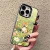 Cute Cartoon Puppy Scenery Hand Painted Laser Phone Case For iPhone 17 16 Pro Max 15 14 Pro Max Plus 13 Mini 12 11 Pro Max Cover
