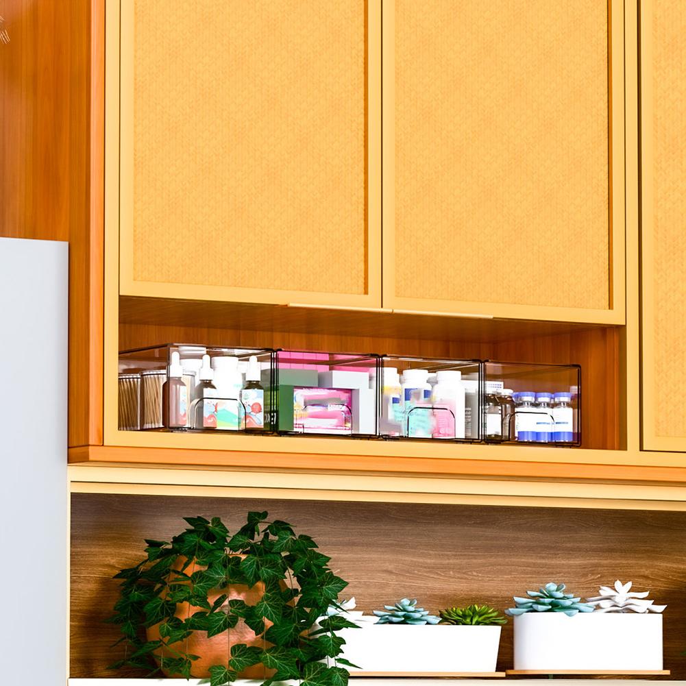 4pcs Stackable Storage Drawers Clear Home Storage Box Stackable Storage Drawers-Organize Makeup, Medicine Storage Accessories