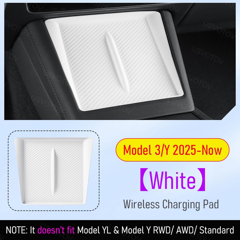 Center Console Wireless Charging Pad for Tesla Model Y Juniper Model 3 2025 2026 Non-slip Charger Mat Car Organizer Accessories