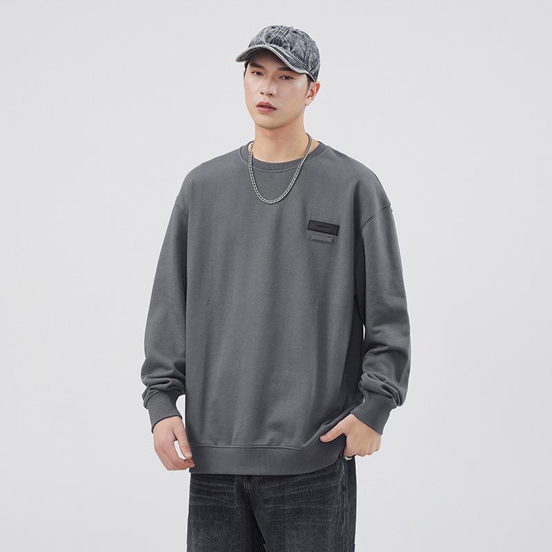American Trendy Brand Seal Crew Neck Sweater Men'S Season Simple Loose Casual Pullover Long-Sleeved Top