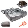 Foldable Portable Cat Litter Box Size with Side Scoop Cat Compact Disaster Car Emergency Use zzz24tXL Gray 1c TrendMarche XL Lid, Pocket, Included