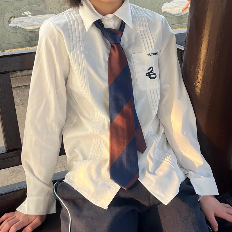 8 cm Stripete Slips Herre Formell Business Brudgom Bryllup Burgunder Kontrasterende Blå og Hvite Striper Herre- og Dame Håndknyttede Skjorter og Slips