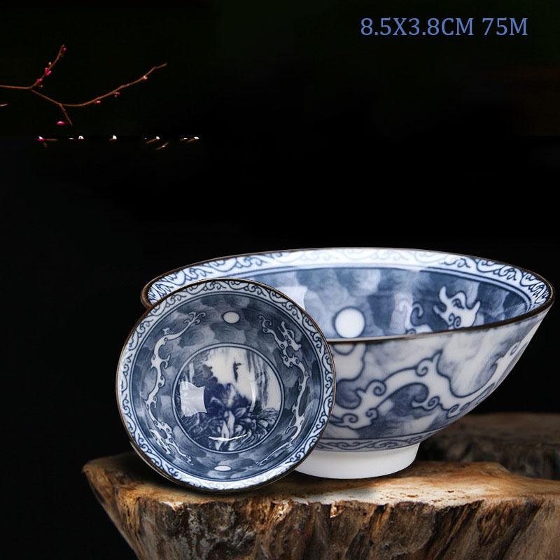 Retro Chinese Ceramic Tea Set Tea Set Small Tea Cup Single Cup Blue and White Porcelain Cup Chazhan Personal Cup Bowl Master Cup