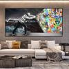 Lion's Roar Inspirational Canvas Paintings Graffiti Banksy Combines Pop Street Wall Art Pictures for Living Room Home Decor No Frame