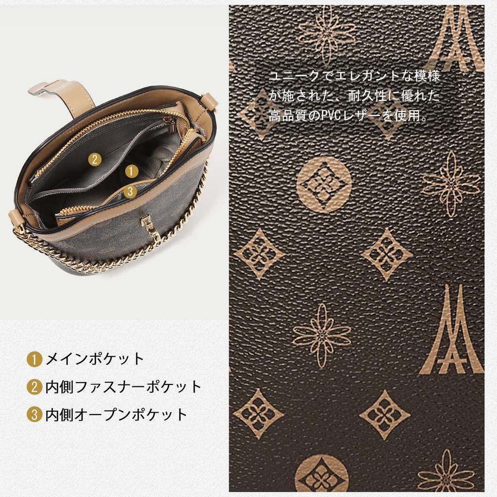 PVC Smartphone Crossbody Bag Small Shoulder Popular Chain Hand Strap Lightweight Cute 2way [LAORENTOU] Women's (Coffee Brown-A)