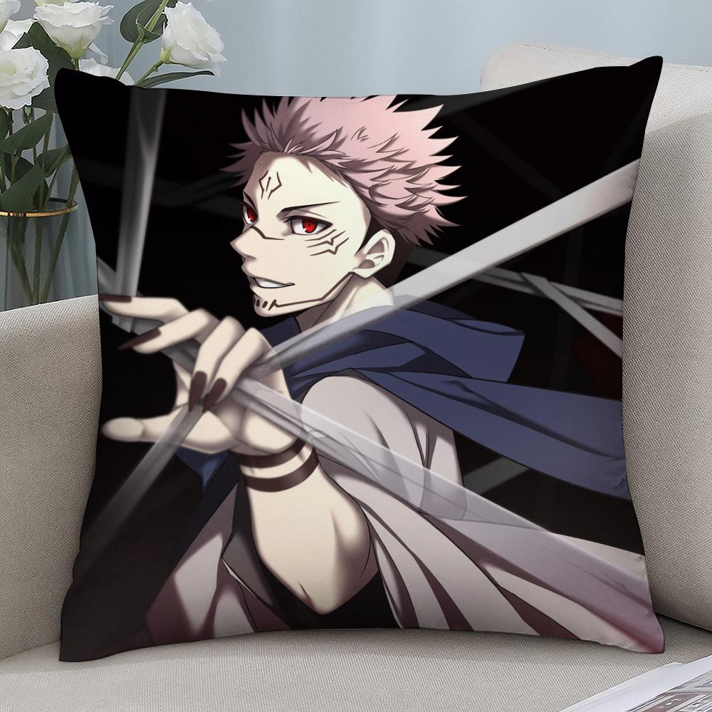 J-Jujutsu Kaisen Ryomen Sukunas Pillow Case Short Plush Pillow Covers Sofa Decor Gift Home Double-Sided Printing Cushion Cover