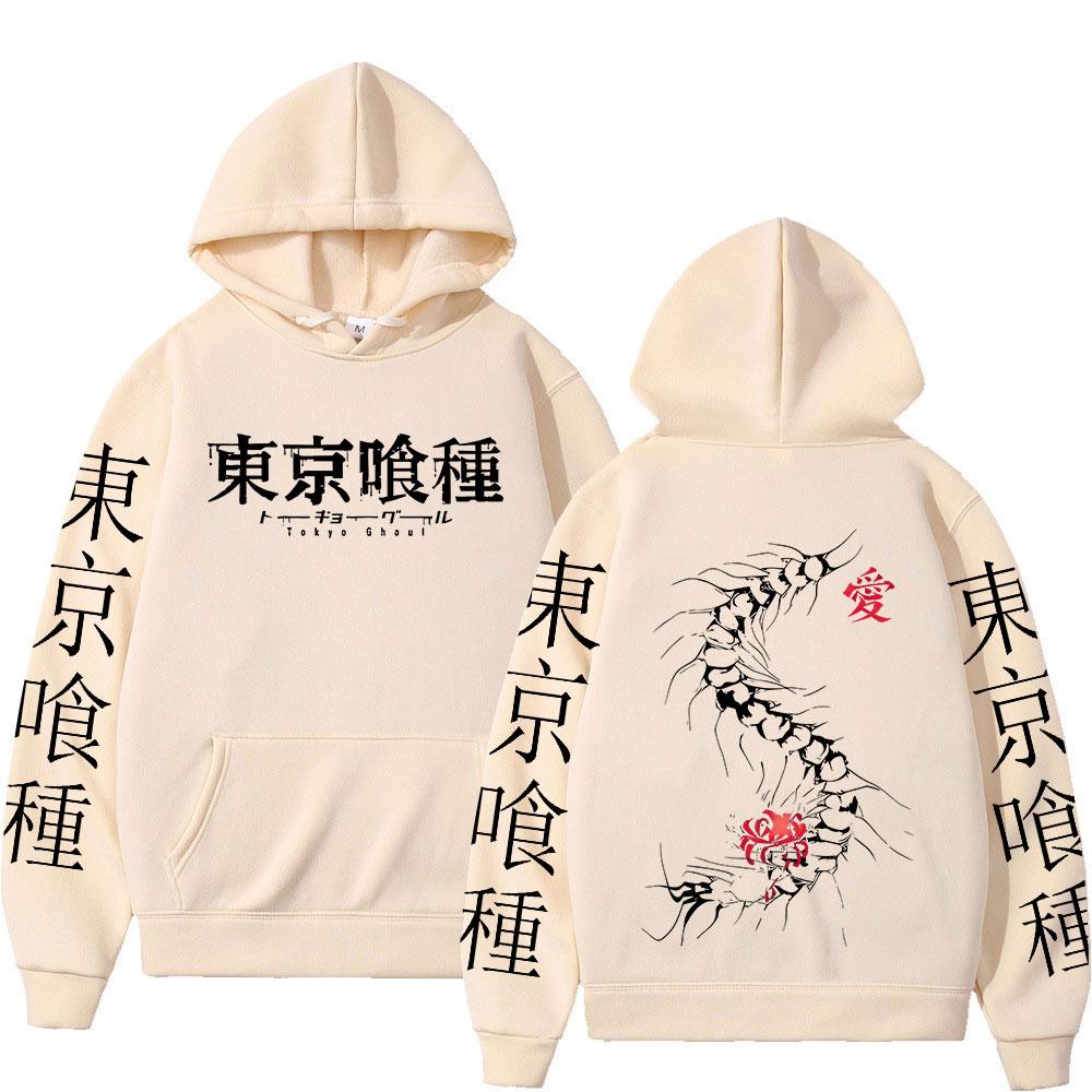 Anime Tokyo Ghoul Kaneki Ken Centipede Hoodies Men Women Fleece Casual Oversized Sweatshirt Fashion Hip Hop Long Sleeve Pullover