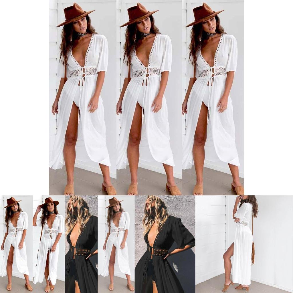 Schickes Damen Spitzen-Häkel-Strandkaftan-Kleid für mühelosen Sommerstil