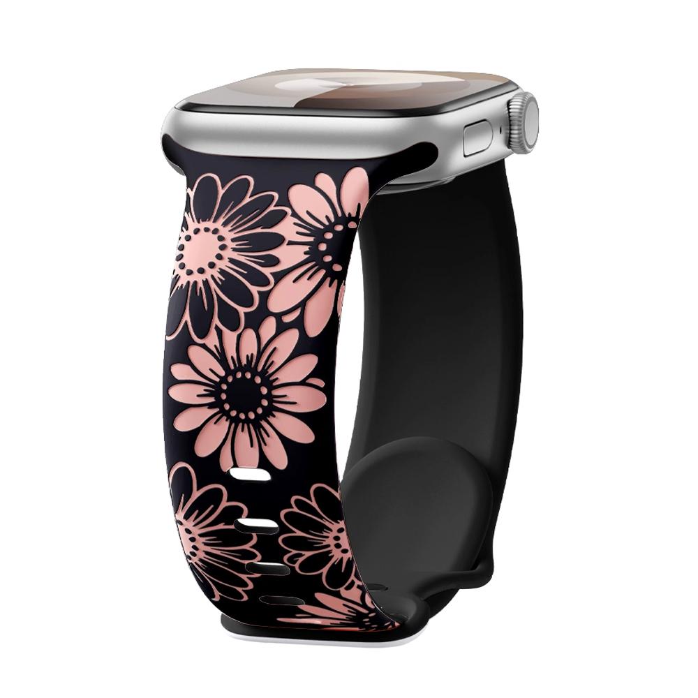 Engraved Strap For Apple Watch Band 46mm 44mm 42mm 45mm 41mm 40mm 49mm Silicone Correa Bracelet Series 11 10 9 8 7 SE 6 5 Ultra