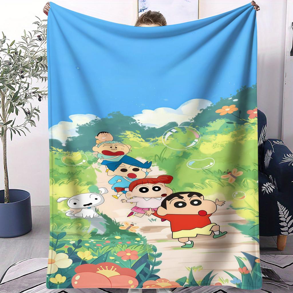 Crayon Shinchan Small Cover Blanket Bed Sheet Soft Comfortable All Season Bed Dorm Sofa Office Car Lunch Camping Nap Kids Gift