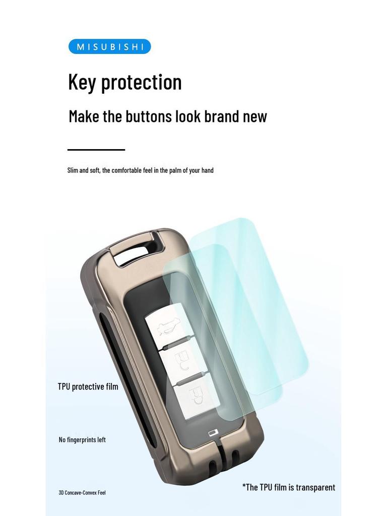 Genuine Leather Key Case for Mitsubishi Outlander, ASX, Eclipse Cross, Pajero