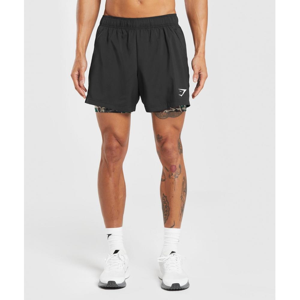 

GYMSHARK Sport 5 Шорты 2 в 1 Черный цементно-коричневый A3A5K BB5K