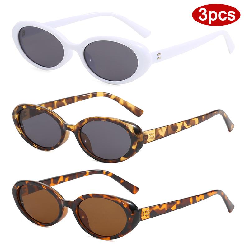 Protective Glasses 3pcs Fashion Women Oval Frame Sunglasses Simple Style Sun Glasses Female Colorful Frame Eyeglasses UV400