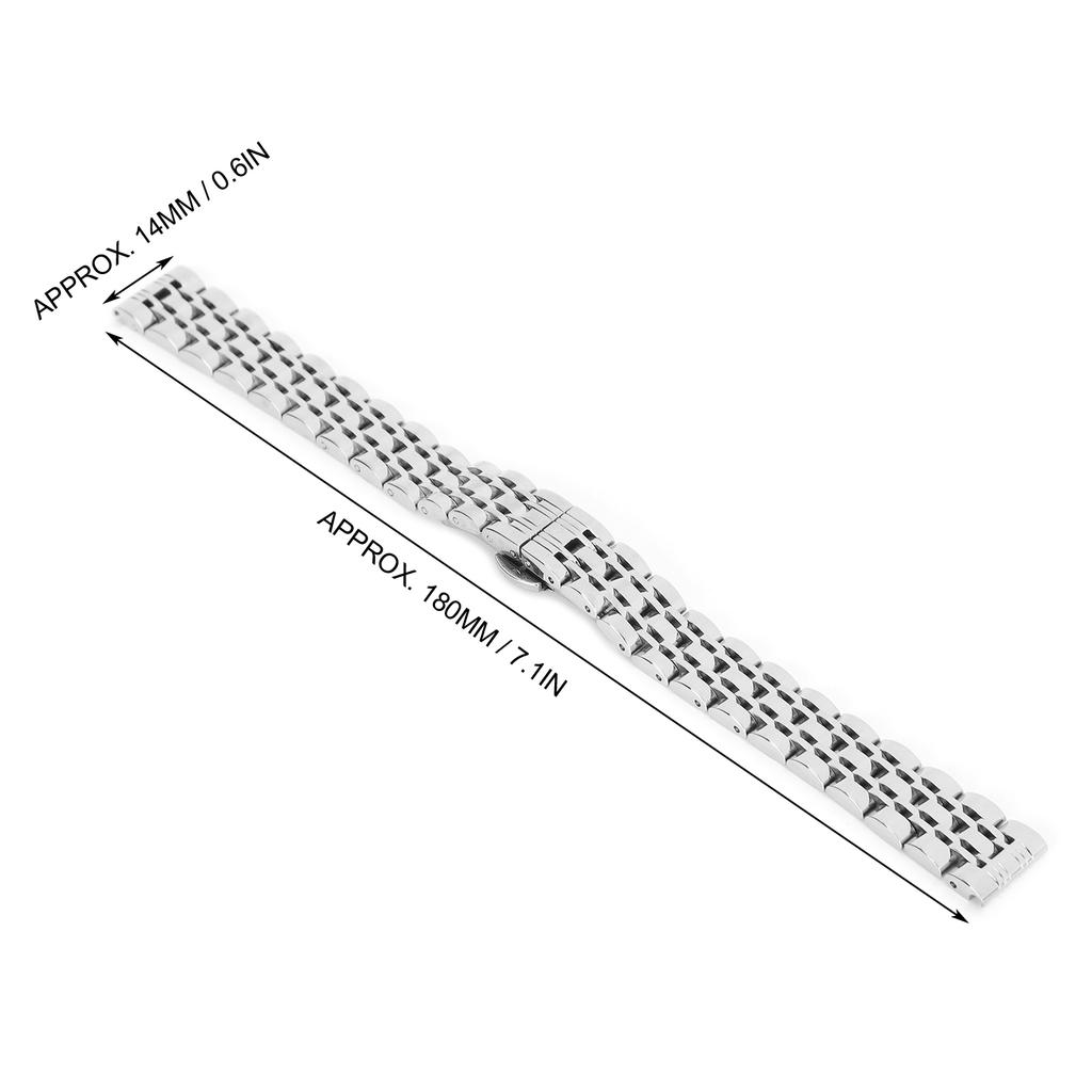 14mm Width 180mm Length Watch Band Stainless Steel Watch Strap Replacement Watch Band Strap Accessory Silver