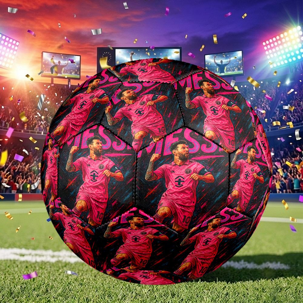 1pc Messi Miami Soccer Ball Size 5, Machine-stitched, Suitable for Practice Matches/tournament Training for Sports, Lightweight and Durable. C7012