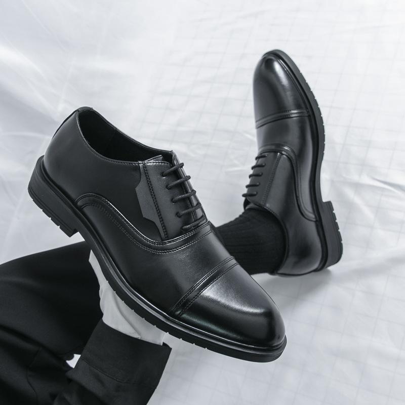 2025 Spring and Autumn New Men's Business Dress Leather Shoes Men's Three-joint Lace-up Single Shoes Breathable Security Leather Shoes 008