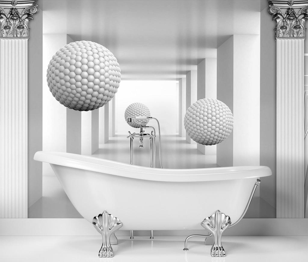 Wallpaper 3d balls in the tunnel