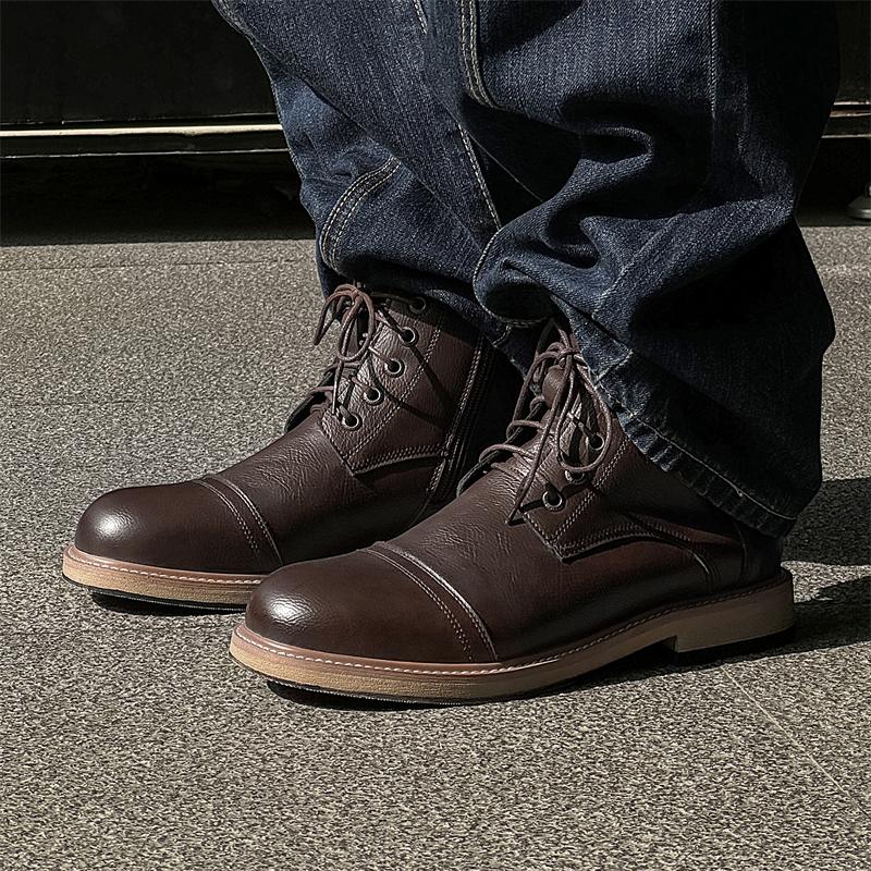 High top men's leather shoes Fashionable and versatile classic styles Leisure Party Daily office Adult high-quality boots Hot
