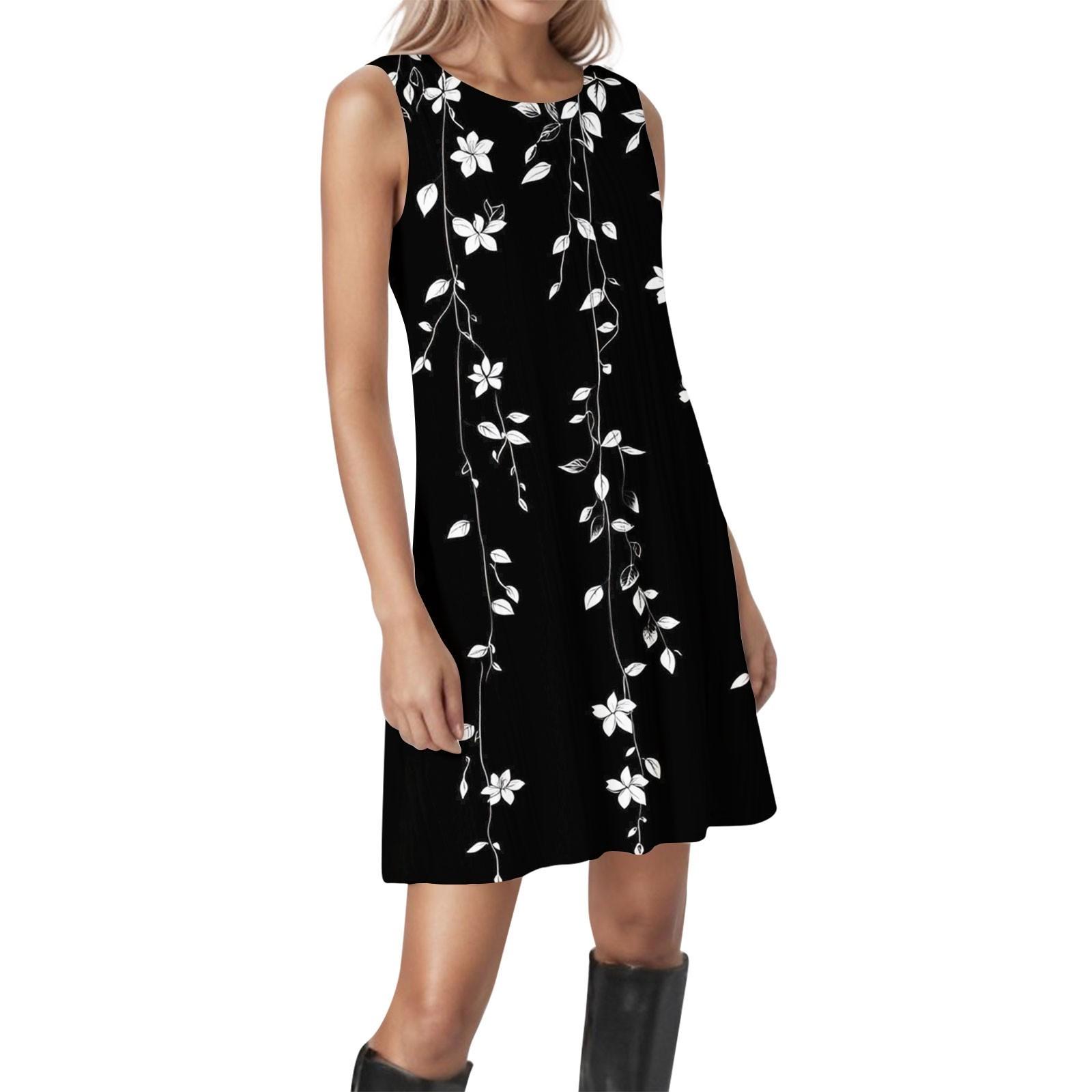 

Женские винтажные цветочные повседневные платья без рукавов с круглым вырезом и текстурой L белый